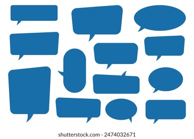 Set of speech bubbles. Speak bubble text, cartoon chatting box, message box. Blank empty speech bubbles.