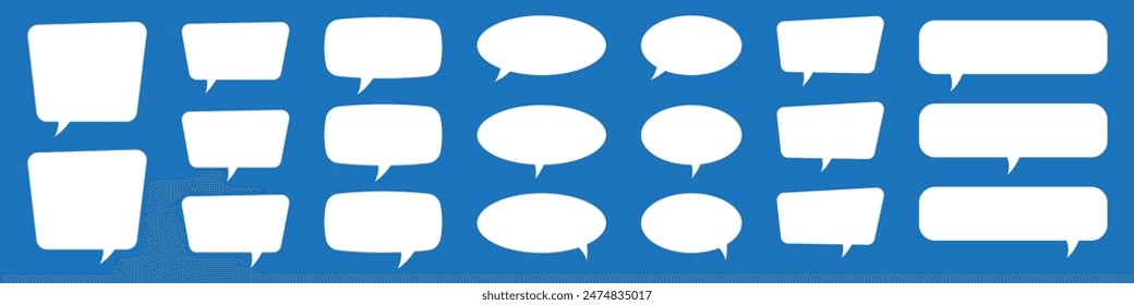 Set of speech bubbles. Speak bubble text, cartoon chatting box, message box. Blank empty white speech bubbles.