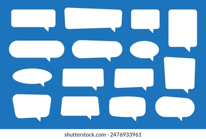 Set of speech bubbles. Speak bubble text, cartoon chatting box, message box. Blank empty white speech bubbles.