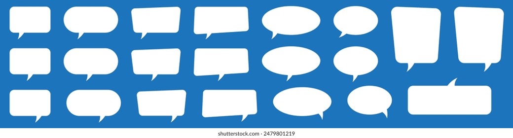 Set of speech bubbles. Speak bubble text, cartoon chatting box, message box. Blank empty speech bubbles.