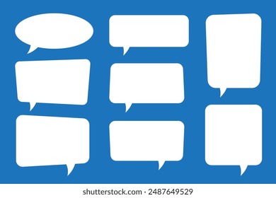 Set of speech bubbles. Speak bubble text, cartoon chatting box, message box. Blank empty speech bubbles.