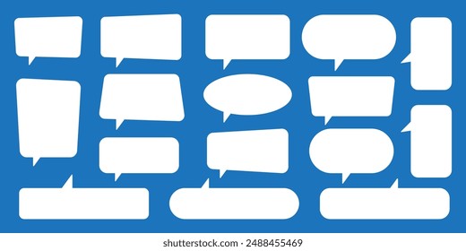 Set of speech bubbles. Speak bubble text, cartoon chatting box, message box. Blank empty speech bubbles.