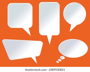 Set of speech bubbles. Speak bubble text, cartoon chatting box, message box. Blank empty vector white speech bubbles. Cartoon balloon word design, 3d white speech bubble, social media chat message.