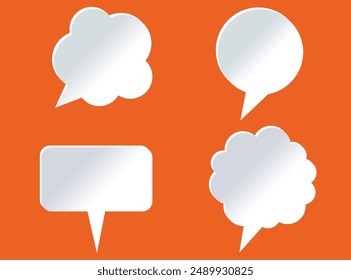 Set of speech bubbles. Speak bubble text, cartoon chatting box, message box. Blank empty vector white speech bubbles. Cartoon balloon word design, 3d white speech bubble, social media chat message.