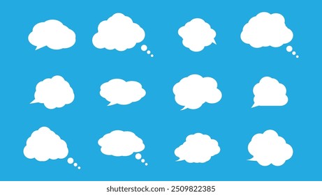 Set of speech bubbles. Speak bubble text, cartoon chatting box, message box. Blank empty speech bubbles.