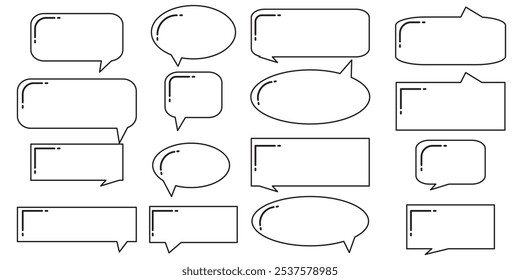 Conjunto de bolhas de fala. Fale o texto em balão, a caixa de bate-papo em desenho animado, a caixa de mensagem. Bolhas de fala brancas vazias em branco. eps 10