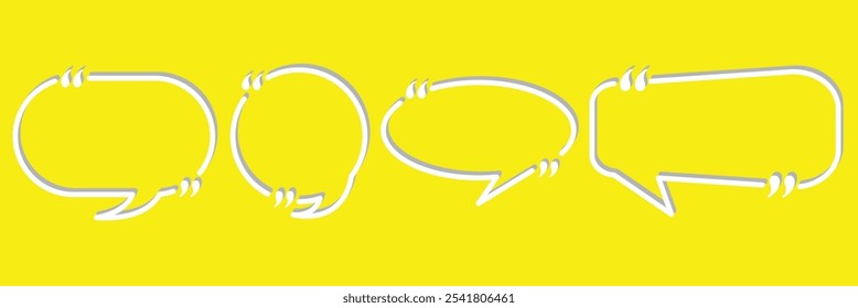 Set of speech bubbles. Speak bubble text, cartoon chatting box, message box. Talk bubble. Set of hand drawn speech bubbles. Dialogue balloons. Comic speech bubbles