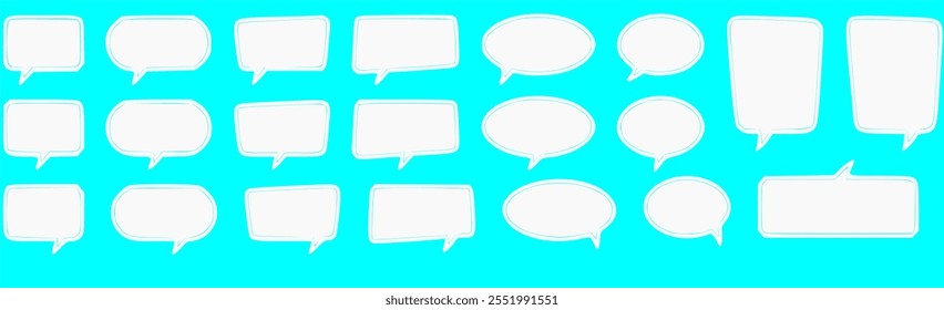 Set of speech bubbles. Speak bubble text, cartoon chatting box, message box. Blank empty vector white speech bubbles. Cartoon balloon word design.