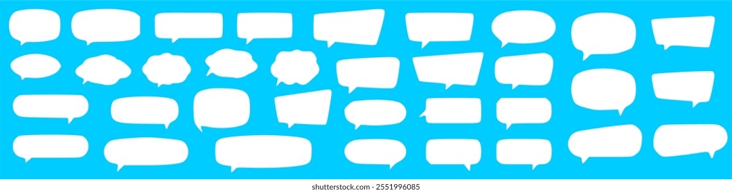 Set of speech bubbles. Speak bubble text, cartoon chatting box, message box. Blank empty vector white speech bubbles. Cartoon balloon word design.
