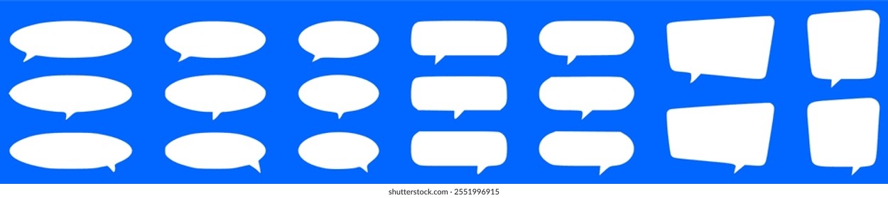 A Set of speech bubbles. Speak bubble text, cartoon chatting box, message box. Blank empty speech bubbles.