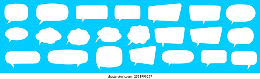 THE Set of speech bubbles. Speak bubble text, cartoon chatting box, message box. Blank empty vector white speech bubbles. Cartoon balloon word design.
