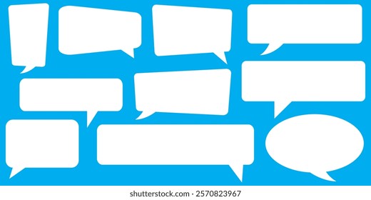 Set of speech bubbles. Speak bubble text, cartoon chatting box, message box. Blank empty vector white speech bubbles. Cartoon balloon word design.