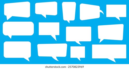 Set of speech bubbles. Speak bubble text, cartoon chatting box, message box. Blank empty vector white speech bubbles. Cartoon balloon word design.
