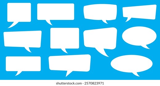 Set of speech bubbles. Speak bubble text, cartoon chatting box, message box. Blank empty vector white speech bubbles. Cartoon balloon word design.