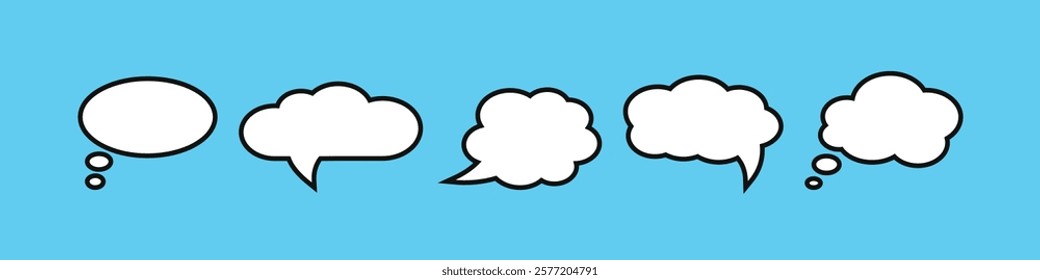 Set of speech bubbles. Speak bubble text, cartoon chatting box, message box. Blank empty speech bubbles.