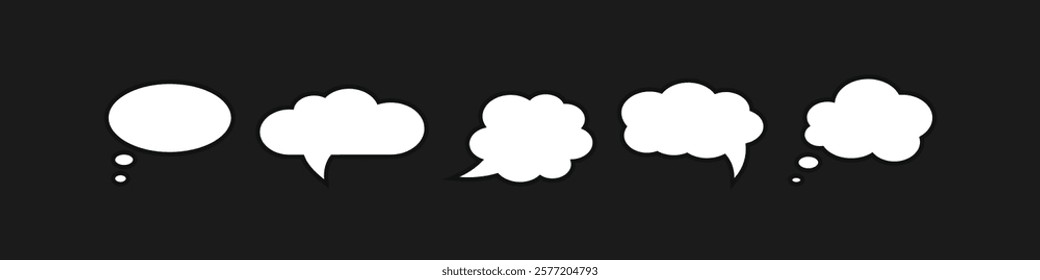 Set of speech bubbles. Speak bubble text, cartoon chatting box, message box. Blank empty speech bubbles.