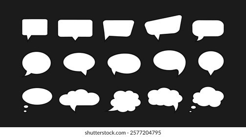 Set of speech bubbles. Speak bubble text, cartoon chatting box, message box. Blank empty speech bubbles.