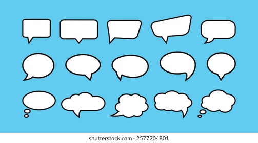 Set of speech bubbles. Speak bubble text, cartoon chatting box, message box. Blank empty speech bubbles.