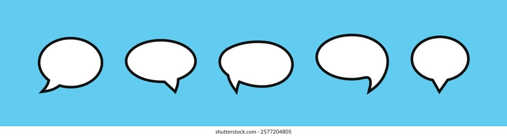 Set of speech bubbles. Speak bubble text, cartoon chatting box, message box. Blank empty speech bubbles.