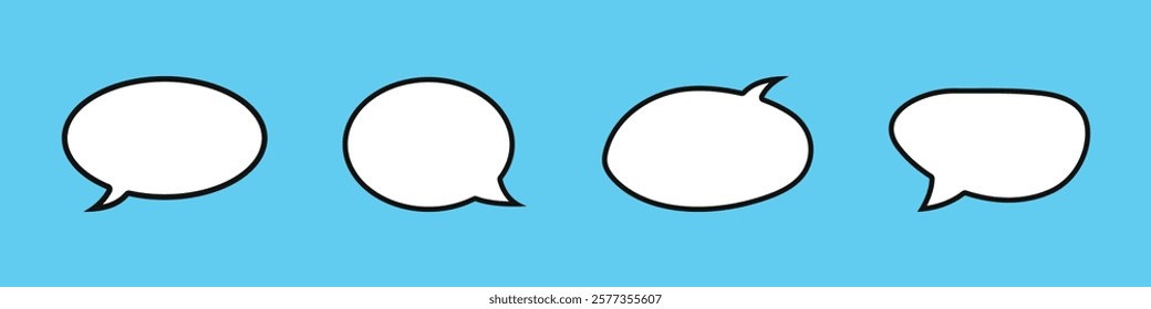 Set of speech bubbles. Speak bubble text, cartoon chatting box, message box. Blank empty white speech bubbles.