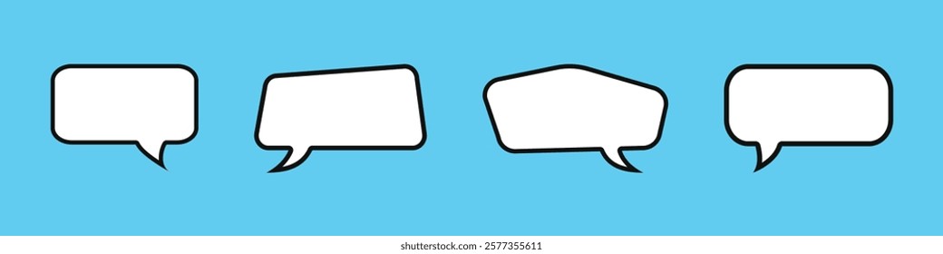 Set of speech bubbles. Speak bubble text, cartoon chatting box, message box. Blank empty white speech bubbles.