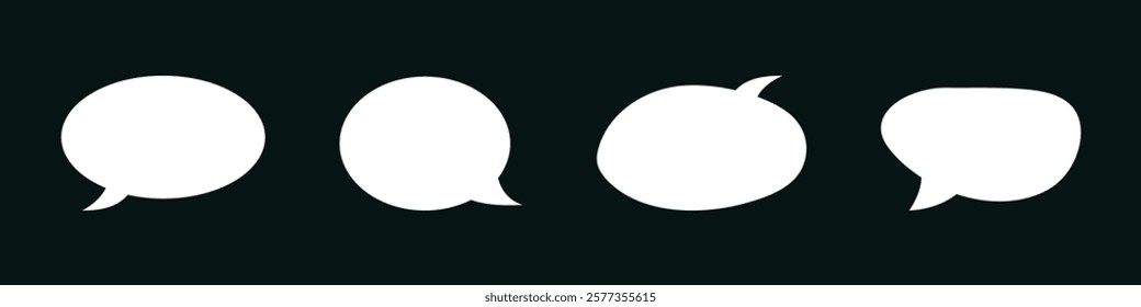 Set of speech bubbles. Speak bubble text, cartoon chatting box, message box. Blank empty white speech bubbles.