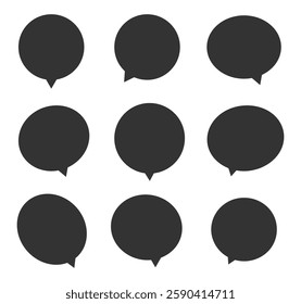 Set of speech bubbles. Speak bubble text, message box. Blank empty black speech bubbles.
