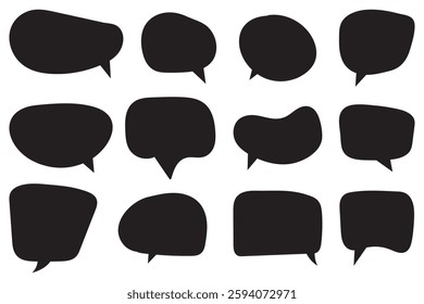 Set of speech bubbles. Speak bubble text, cartoon chatting box, message box. Blank empty white speech bubbles. Vector illustration.