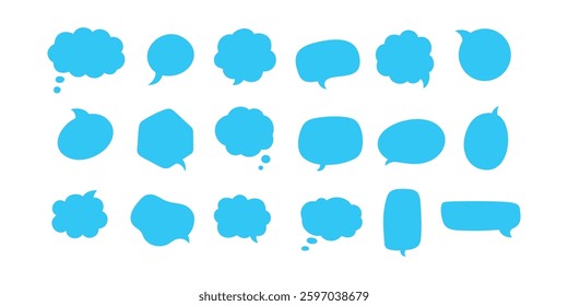Set of speech bubbles. Speak bubble text, cartoon chatting box, message box. Blank empty white speech bubbles.