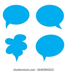 Set of speech bubbles. Speak bubble text, cartoon chatting box, message box. Blank empty vector white speech bubbles. Cartoon balloon word design. Vector illustration.