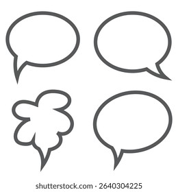 Set of speech bubbles. Speak bubble text, cartoon chatting box, message box. Blank empty vector white speech bubbles. Cartoon balloon word design. Vector illustration.