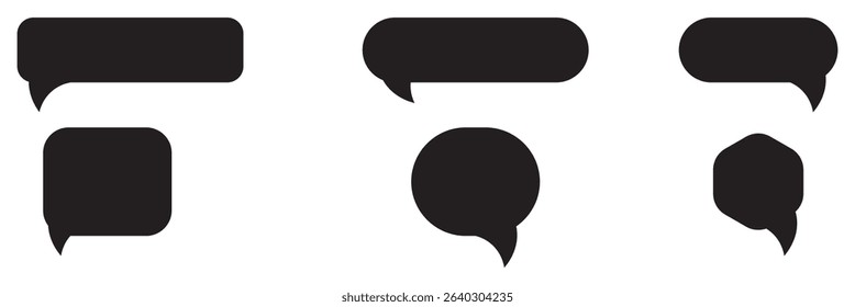 Set of speech bubbles. Speak bubble text, cartoon chatting box, message box. Blank empty vector white speech bubbles. Cartoon balloon word design. Vector illustration.