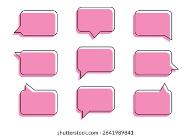 Set of speech bubbles. Speak bubble text, cartoon chatting box, message box. Blank empty vector white speech bubbles. Cartoon balloon word design.
