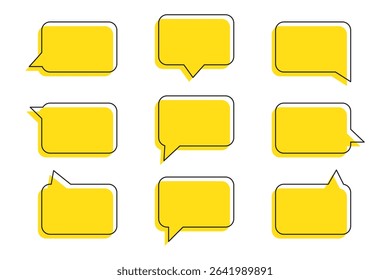 Set of speech bubbles. Speak bubble text, cartoon chatting box, message box. Blank empty vector white speech bubbles. Cartoon balloon word design.