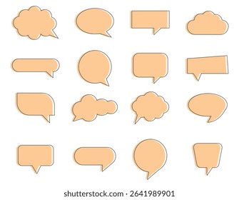 Set of speech bubbles. Speak bubble text, cartoon chatting box, message box. Blank empty vector white speech bubbles. Cartoon balloon word design.