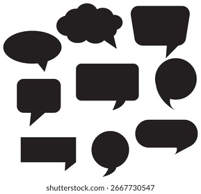 Set of speech bubbles. Speak bubble text, cartoon chatting box, message box. Blank empty vector white speech bubbles. Cartoon balloon word design.