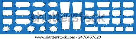 Set of speech bubbles. Speak bubble text, cartoon chatting box, message box. Blank empty white speech bubbles.