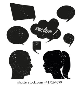 Set of speech bubbles with talking people
