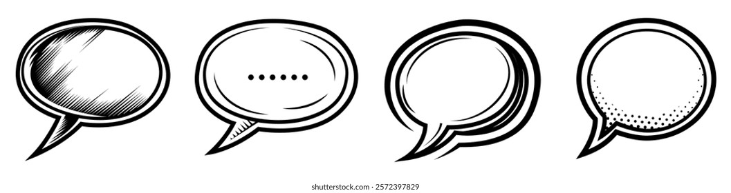 Set of Speech Bubbles template flat and line icons on transparent background, flat line design vector illustration, social media and communication concept