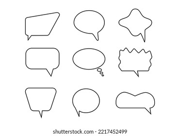 Set of speech bubbles, textbox cloud of chat for comments, posts, comic