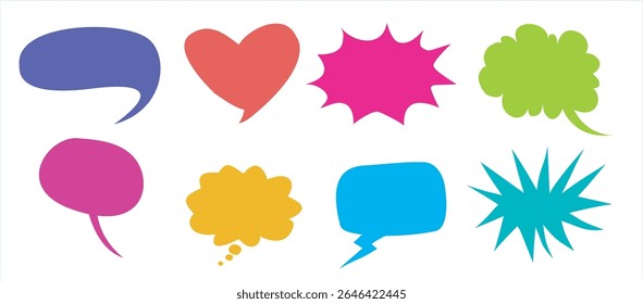 set speech bubbles with various colors. trendy modern playful chat balloon design elements
