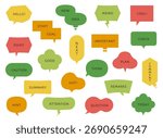 A set of speech bubbles in various shapes. Perfect for comics, presentations, social media posts, scrapbooks, design projects, and more.