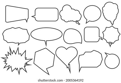 Set speech bubbles various shapes on white background. chat box or chat vector doodle message or communication icon Cloud speaking for comics and comics message dialog