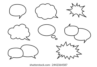 Set of speech bubbles. Vector illustration. Isolated on white background.