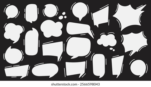 Set of speech bubbles. Vector illustration in black and white colors.