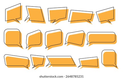 Set of speech bubbles. Vector illustration. Set of yellow speech bubbles.