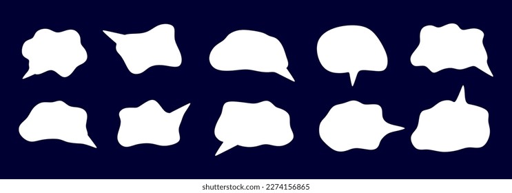 Juego de burbujas de voz. Colección de burbujas blancas. Distintas burbujas de voz aisladas. Ilustración del vector