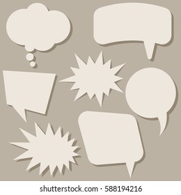 Set of speech bubbles without phrases on brown background. Vector illustration.
