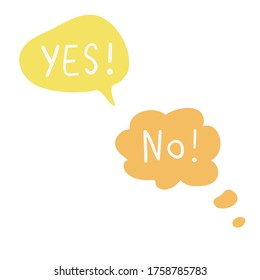 Set of speech bubbles with words YES and NO. cartoon balloon word design.Vector illustration.