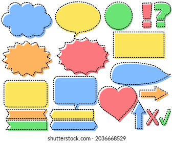 Set of speech bubbles.Banners for chat and advertising.Set of border and stickers.Collection of banner and label.Concept of comics.Tag and arrows.Sign, symbol, icon or logo.Vector illustration.